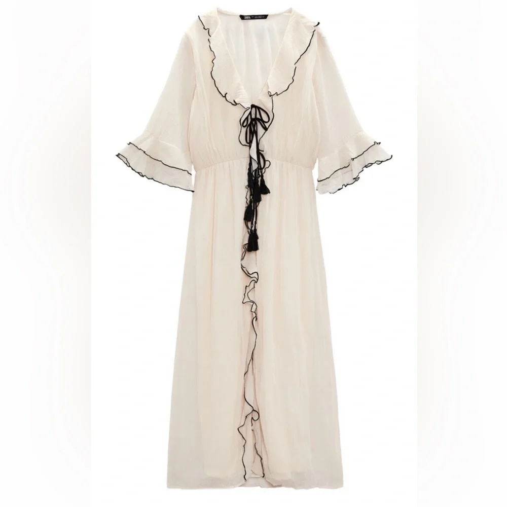 Zara Ruffled Midi Dress - Picture 1 of 6